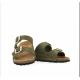 Mule ou claquette avec 2 boucles 3524- 8 Maison de l’espadrille  Cuir KAKI plate, femme, mode