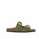 Mule ou claquette avec 2 boucles 3524- 8 Maison de l’espadrille  Cuir KAKI plate, femme, mode