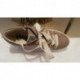 Basket en  cuir NUBUCK BEIGE/METAL compensé haut  5 cm  DLSPORT 3874