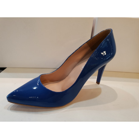 Escarpin pour femme G 8 REGINE GIULIA vernis bleu dur CAPRI CHAROL mode élégance confort talon haut 7cm