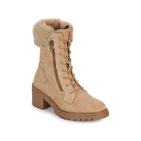 Bottines lacet talon bottier Cuir DAIM CAMEL lacet + zip D36QCB GEOX décontractée respirante D DAMIANA B