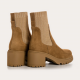 BOOTS DITA CUIR GRAINE CAMEL talon 7cm  REQINS à enfiler
