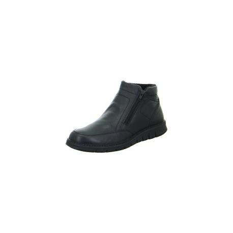 Bottines LEANDRO Cuir Noir zip + élastique sport chic 35616-01