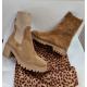 BOOTS DUSKY CUIR VELOURS Camel chamois semelle plate zip doublé cuir