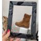 BOOTS DUSKY CUIR VELOURS Camel chamois semelle plate zip doublé cuir