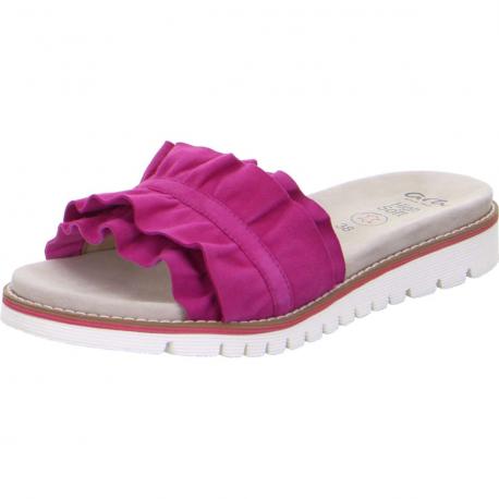 Mules KENT SPORT  Cuir Fuchsia 28121-35 froufrou plate fantaisie ARA SHOES