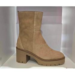 SOFTWAVES 8.88.17 Bottine cuir Velours Sahara Talon bottier carré femme