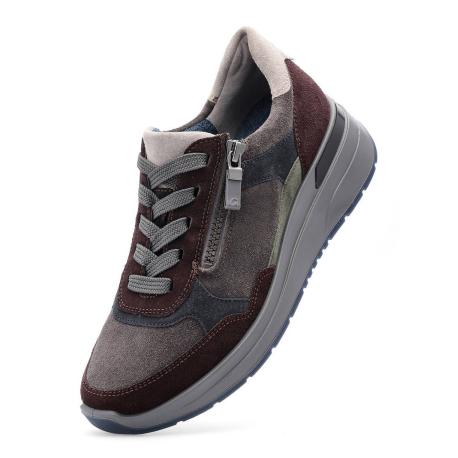 Baskets GARDA multi gris/bordeaux 57702- 19 compensée lacet +zip
