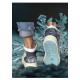 Basket montante Semerdjian BRAGA B464 Jeans blanc lacet fantaisie SMR23 Semelle extérieure bleu ciel