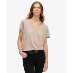 SUPERDRY T-shirt flammé à logo brodé et col V