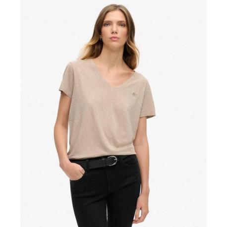 SUPERDRY T-shirt flammé à logo brodé et col V