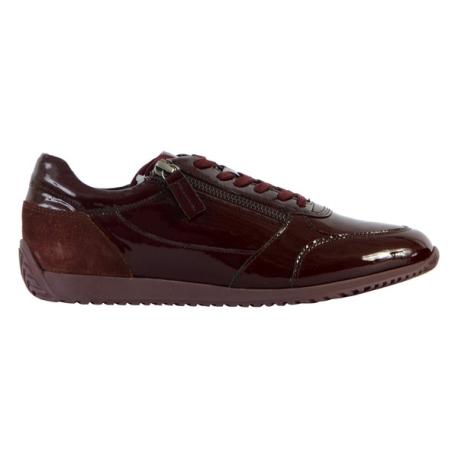 Baskets sport ville chic Cuir Vernis Bordeaux ou Noir lacet + zip D36NOA GEOX décontractée respirante