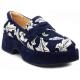 Mocassin SOFTWAVES semelle bloc  9.07.07 shoes Ink/Sand motif fantaisie feuille bicolore marine/Blanc