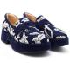 Mocassin SOFTWAVES semelle bloc  9.07.07 shoes Ink/Sand motif fantaisie feuille bicolore marine/Blanc