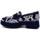 Mocassin SOFTWAVES semelle bloc  9.07.07 shoes Ink/Sand motif fantaisie feuille bicolore marine/Blanc