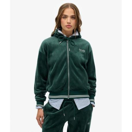 SUPERDRY Sweat à capuche zippé en velours Country Club