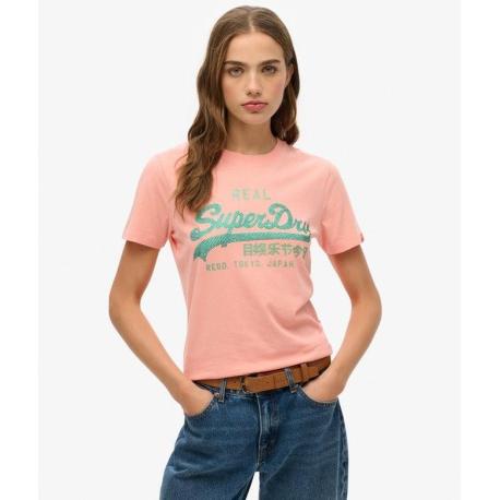 SUPERDRY T-shirt slim à strass Vintage Logo