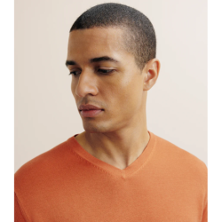 Pull col V manches longues orange foncé IZAC