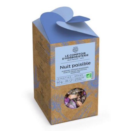 Tisane Nuit paisible Bio 50G - Le comptoir d'herboristerie Tisane Nuit paisible Bio 50G - Le comptoir d'herboristerie