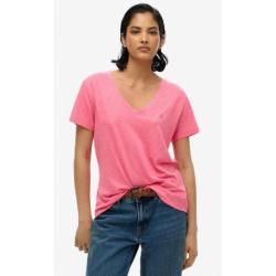 SUPERDRY T-shirt flammé à logo brodé et col V