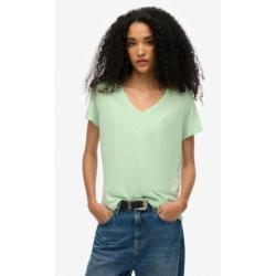 SUPERDRY T-shirt flammé à logo brodé et col V