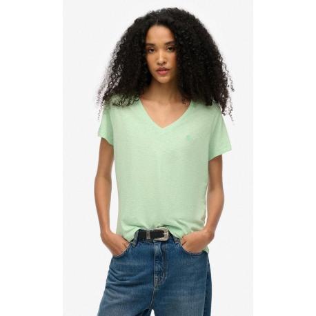 SUPERDRY T-shirt flammé à logo brodé et col V