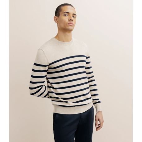 Pull col rond beige izac