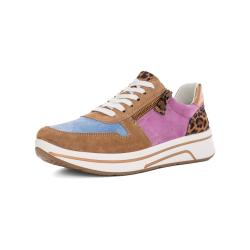 Baskets SAPPORO Velours Leo Glossy Azzuro ARA SHOES 27540-06 lacet + zip