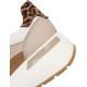 Baskets GARDA Cuir Crème Sand Beige Leopard ARA SHOES 57702-16 lacet + zip talon compensé