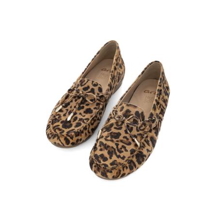 Mocassins ALABAMA  Cuir velours Léopard FEMME CONFORTABLE 12-19212-26 noeud coup de pied