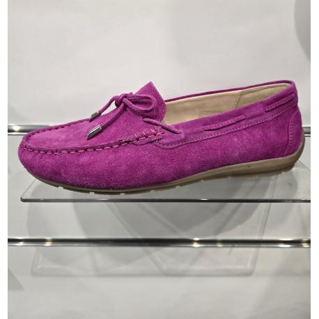 Mocassins ALABAMA  Cuir velours Fushia FEMME CONFORTABLE 12-19212-43 noeud coup de pied