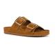 Mules claquettes HC.BIO56 en Daim monochrome TAN Cognac avec 2 boucles de côté COLORS OF CALIFORNIA Femme