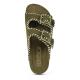 Mules claquettes surpiqûres HC.BIO301 en Daim monochrome TAN Cognac 2 boucles COLORS OF CALIFORNIA Femme