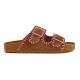 Mules claquettes surpiqûres HC.BIO301 en Daim monochrome TAN Cognac 2 boucles COLORS OF CALIFORNIA Femme