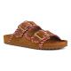 Mules claquettes surpiqûres HC.BIO301 en Daim monochrome TAN Cognac 2 boucles COLORS OF CALIFORNIA Femme