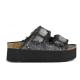 Mules 2 boucles HC.BES41 NOIR Toile frangée clous, boucles assortis, semelle plate-forme  COLORS OF CALIFORNIA Femme