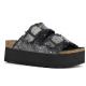 Mules 2 boucles HC.BES41 NOIR Toile frangée clous, boucles assortis, semelle plate-forme  COLORS OF CALIFORNIA Femme