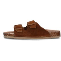 Mules claquettes HC.BIOM56 en Daim monochrome TAN Cognac avec 2 boucles de côté COLORS OF CALIFORNIA Homme