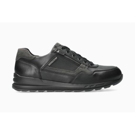 Sport chic MEPHISTO Cuir Noir BRADLEY RANDY 6100 lacet + zip et semelle amovible