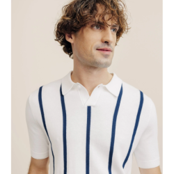 Polo en maille à rayures blanc IZAC