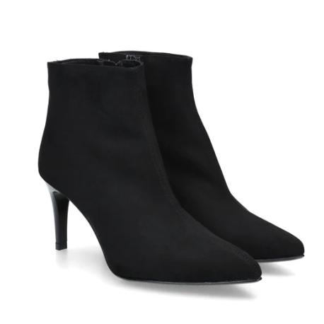 Bottine SOFIA G8 Cuir Suédé NOIR synthetique à talon fin de 7cm forme pointue fermeture éclair pour l'enfiler