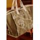Sac Cuir Crème Broderies noires, assorti à la sandale 8.96.14