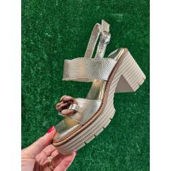 Sandales SOFTWAVES 8.96.14 talon bottier BIRDIE CUIR DORE PLATINO fantaisie