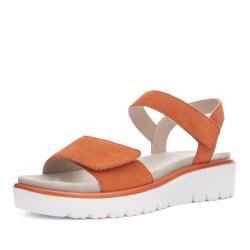 Sandales BILBAO compensées look féminin 33518-18 Cuir nubuck ORANGE ARA SHOES 2 scratchs pour fermeture