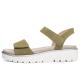 Sandales BILBAO compensées look féminin 33518-07 Cuir nubuck Herve vert ARA SHOES 2 scratchs pour fermeture