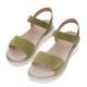 Sandales BILBAO compensées look féminin 33518-07 Cuir nubuck Herve vert ARA SHOES 2 scratchs pour fermeture