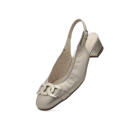 Bride arrière GRAZ Cuir beige ARA 11802-02 talon 3,5cm décolleté mors décoratif métal