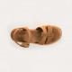 SANDALES YSEULT CUIR VELOURS CAMEL femme semelle épaisse boucle de fermeture élégante