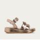 SANDALES  WENDY CUIR MÉTAL ÉCLAT CHAMPAGNE femme semelle épaisse boucle de fermeture élégante
