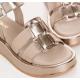 SANDALES  WENDY CUIR MÉTAL ÉCLAT CHAMPAGNE femme semelle épaisse boucle de fermeture élégante